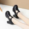Una generación de zapatos de tacón para mujer, nuevos para primavera y otoño, tacón grueso, plataforma impermeable, tacones altos, base gruesa, zapatos pequeños de cuero negro, retro francés
