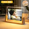 Marco de fotos en forma de U de madera maciza acrílica con base de luz, decoración de mesa, adorno de regalo transfronterizo de Amazon, marco de fotos personalizado