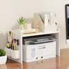 Mesa Soporte para Impresora de Escritorio Pequeña de Doble Capa Soporte para Copiadora Estante de Almacenamiento de Escritorio de Oficina Estantería de Escritorio