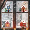 Br-Jd4389C Casa de Nieve de Dibujos Animados Visual Electroestática de Doble Cara Pegatina para Ventana Pegatina Navideña para Ventana Pegatina para Ventana del Hogar