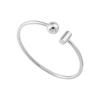 Pulseira de Prata Esterlina 925 Assimétrica com Contas em Formato T Feminina Simples Moda Estilo Hong Kong Personalidade Aberta Pulseira de Prata Z6119