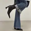 Botas de tornozelo Chuyuji de bico fino e salto alto estilo francês para mulheres, novidade outono e inverno 2026, botas de corte justo com zíper traseiro, couro macio, salto grosso, moda