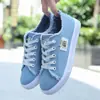 Tênis de Lona para Mulheres, Estilo Clássico Coreano, Tênis Versátil para Mulheres, Confortável e Casual, Cor Sólida, Tênis Esportivo Flat para Estudantes, Atacado do Fabricante
