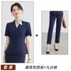 Verão 2026 Novo Estilo Fino Casual Elegante Azul Manga Curta Conjunto Profissional com Saia Bodycon para Mulheres