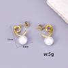Pendientes de perla para mujer E94 red social con color retro noble y elegante de acero inoxidable 18K, juego de color amor