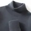 Suéter de cashmere com gola alta para homens, cor sólida, espessado, adequado para usar em camadas, business casual, camisa base de malha com corte solto