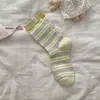 Meias Risadas de Gato Desenho Animado para Mulheres, Meias de Cano Médio, Estilo Primavera e Verão, Meias de Algodão Fofas, Estilo Coreano e Japonês, Modernas