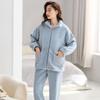 Pijama de coralina de invierno para mujer, cremallera, cuello alto, manga larga, abrigo cálido, franela totalmente mate, ropa de casa para mujer