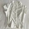 Camiseta Feminina de Manga Curta Botonê Slim Fit Estilo Hot Girl Europeu e Americano Outono 2026 Nova Cor Sólida Casual