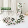 Colgante de pared de enredadera de rosas artificiales, flor de seda con 45 flores, enredadera decorativa de flor de cerezo, decoración artificial de flor en el techo, enredadera de planta artificial