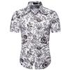 AliExpress comércio exterior verão novo estilo nacional masculino impresso camisa de manga curta camisa de flor de moda britânica 10 cores