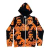 Sudadera con capucha de venta caliente transfronteriza, retro Y2K, manga larga, corte holgado, estampado, Harajuku, Hip-Hop, deportiva, talla grande, sudadera casual con cremallera