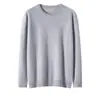 26 Nuevo Suéter de Cachemira para Hombre Otoño/Invierno, Cuello Redondo, Cálido, Color Sólido, Tejido de Manga Larga, Suéter Básico Casual de Negocios