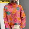 Otoño e Invierno Versátil Europeo y Americano Transfronterizo Amazon Nuevo Modelo E127 Suéter de Punto para Mujer Cuello Alto