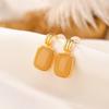 Un Ciervo Plata S925 Plata Esterlina Chapado en Oro Cera de Abejas Pimienta de Sangre Retro Lujo Ligero Simple Aretes Cuadrados Moda Elegante Plata Pendiente Colgante