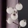 Fruta de granada miniatura, de tallo corto y realista, cuentas de vidrio en forma de granada de 6 ramas, decoraciones de bayas para arreglos florales de Año Nuevo, accesorios florales