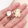 Colgantes de aleación navideños con goteo de aceite hombre de jengibre muñeco de nieve Papá Noel campana adornos de regalo accesorios para joyería DIY