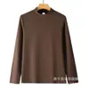 Camiseta térmica base para hombre de cuello semi-alto cepillada, sudadera de cuello medio, 260g, ropa interior térmica de forro polar de doble cara para otoño/invierno