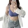 Fábrica de origem nova sem costura borda ondulada colorida gola V sem aro de aço lingerie costas em U confortável sem marcação com bojo anti-queda