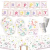Set de Fiesta Unicornio Arcoíris Cumpleaños Infantil Desechable Platos de Papel Vasos de Papel Mantel Globos Toppers para Pastel Decoraciones