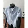 Camisas Holgadas de Alta Calidad para Hombre, Camisas Casuales de Manga Corta de Verano, Rayadas, Modernas, Camisas Holgadas para Hombre