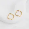 Anillo de Acero de Titanio Electropulido con Baño de Vacío de Oro Real de 14K, Corazón Geométrico Asimétrico, Colgante de Hoja de Albaricoque, Colgante para Joyería de Oreja DIY