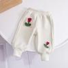 Pantalones forrados de polar para niñas para otoño e invierno para ropa exterior, polar de una pieza para niños, estilo occidental, pantalones cálidos de polar de doble cara para mujer, pantalones de bebé
