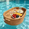 Bandeja Flutuante de Rattan Bandeja Flutuante para Piscina Bandeja Flutuante Redonda de Rattan em Forma de Coração Exclusivamente para Exportação Transfronteiriça