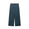 Conjunto de roupas femininas europeias e americanas transfronteiriças, moda casual listrada assimétrica com botões, top + calça reta, best-seller do AliExpress
