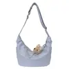2026 Nova Bolsa de Ombro Simples Estilo Coreano Japonês, Bolsa Transversal Casual Artística, Bolsa de Bolinho Única Tendência Cor Sólida