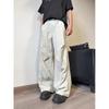 Pantalones de trabajo estilo paracaidista, holgados y rectos, estilo americano, de estilo urbano, con diseño de nicho, para primavera, para hombre y mujer.