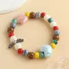 Pulseira de Cerâmica Fofa de Desenho Animado Coração de Pêssego para Meninas Macaron Nicho Pulseira de Contas de Luxo Leve Joia Popular Dopamina