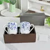 Porcelana Azul e Branca Retrô Série Flor da Sorte Melhor Amiga Chá da Tarde Bule Xícara de Café Caixa de Presente Exquisita Lembrança