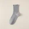 Calcetines de Algodón de Color Puro para Hombre, Calcetines de Media Pantorrilla para Hombres de Mediana Edad y Mayores, Sueltos, No Constrictivos, Calcetines Largos, Calcetines para Hombre de Doble Aguja