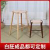 Mesa Isla Doméstica Simple de Pata Alta Silla de Barra de Madera Maciza y Cuerda Mostrador Frontal de Tienda de Té con Leche Taburete Redondo de Madera Maciza y Cuerda
