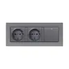 Tomada de Interruptor de Alumínio Escovado Tipo 86 146 para Comércio Exterior com Duas Portas USB Estilo Europeu Padrão Francês Estilo Britânico com Tomada Dupla USB