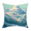 2024 nueva funda de almohada abstracta de montaña cian para cojín de cintura, sofá, mesita de noche, decoración del hogar, funda de cojín, venta al por mayor