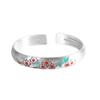 Personaje Pie de Plata Plata 999 Moda Simple Gota de Pegamento Azul Quemado Estilo Étnico Pulsera Abierta para Mujer Producto Nuevo Transfronterizo