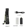 Lanterna P50 de luz forte nova transfronteiriça P70 LED de longo alcance liga de alumínio ao ar livre longa duração lanterna recarregável USB