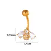 Piercing de Umbigo Hensen em Aço Inoxidável com Zircônia Incrustada de Cobre, Pingente de Laço e Franja, Piercing de Umbigo Estilo Europeu e Americano Transfronteiriço