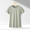 (17 colores) camiseta de algodón para mujer con cuello redondo y manga corta de algodón, camiseta de seda helada de alta gama con manga corta blanca