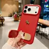 Pônei Dourado Adequado para Apple 17Pro Ano do Cavalo Modelo de Ano Novo Iphone16 Suporte Espelhado Capa de Celular 15/14