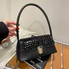 Bolsa de Ombro Feminina 2025 Nova Tendência Estilo Coreano Francês Cor Sólida Patchwork Padrão Crocodilo Fashionável Suave Sob o Braço