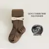 Medias para Niña 2025 Otoño e Invierno Nuevo Estilo Forradas de Felpa Engrosadas Cepilladas con Lazo Calientes Leggings para Niña Pantalones Todo en Uno