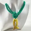 Joyería de Estilo Europeo y Americano, Diseño Único de Nudo con Elementos de Hoja, Estrella de Mar y Concha, Collar Exagerado, Collar Sencillo con Colgante de Cordón
