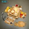 Bambú Queso Bandeja de Queso Cajón Bandeja de Queso Tabla de Cortar de Bambú Hogar Bandeja de Queso para Queso con Cuchillo y Tenedores