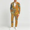Conjunto informal de dos piezas para hombre de comercio exterior transfronterizo, conjunto de dos piezas de chaqueta de traje de dos botones con estampado digital y pantalones