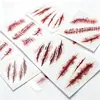Pegatina de tatuaje de cicatriz de zombi para Halloween, decoración de Halloween, pegatina de tatuaje de cicatriz de herida falsa