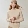 Suéter de cashmere gola alta para outono e inverno para mulheres, cor sólida, pulôver simples, novo estilo, versátil, quente e adequado como camada base