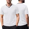 Camiseta para Hombre de Estilo Callejero Americano Nuevo con Botones de Color Contrastante y Mangas Cortas Casual Deportivas Multicolor - Amazon Transfronterizo